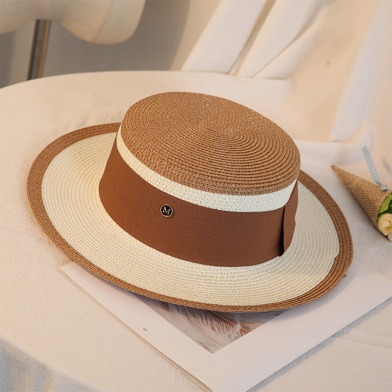 Chapeau Albane en paille, bord plat, vue produit