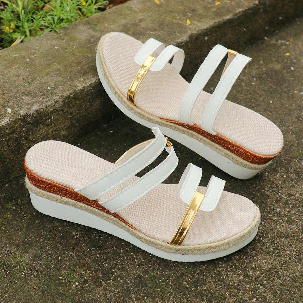 Sandales compensées Nina, talon effet jute, vue produit