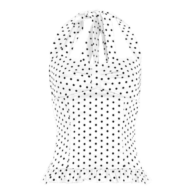 Bustier Violette à pois, encolure bain-de-soleil, coupe ajustée — vue 6