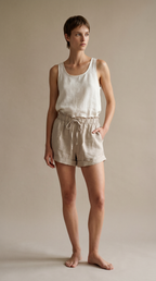 Suzanne — Short en lin à taille paperbag