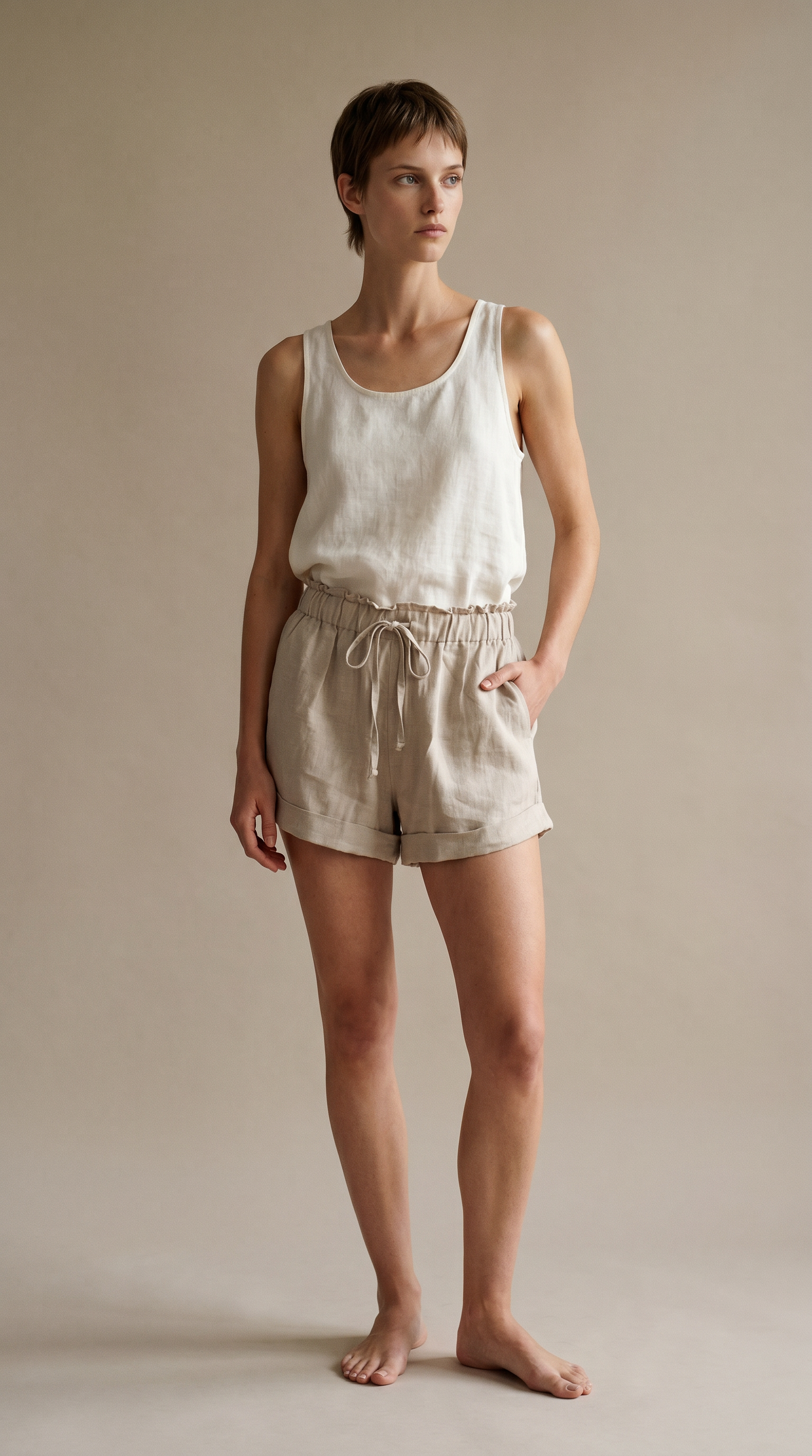 Suzanne — Short en lin à taille paperbag