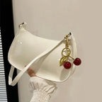 Sac à main en cuir PU pour femmes, polyvalent, mode, couleur unie, pendentif cerise, sac à bandoulière décontracté, sac de transport, sac sous les bras pour filles YOUR DESIRE