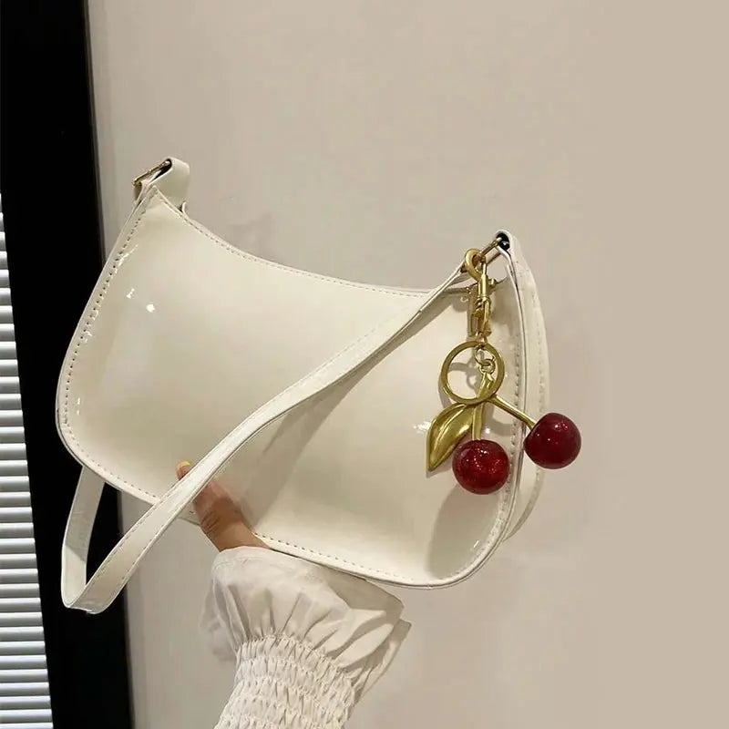 Sac à main en cuir PU pour femmes, polyvalent, mode, couleur unie, pendentif cerise, sac à bandoulière décontracté, sac de transport, sac sous les bras pour filles YOUR DESIRE