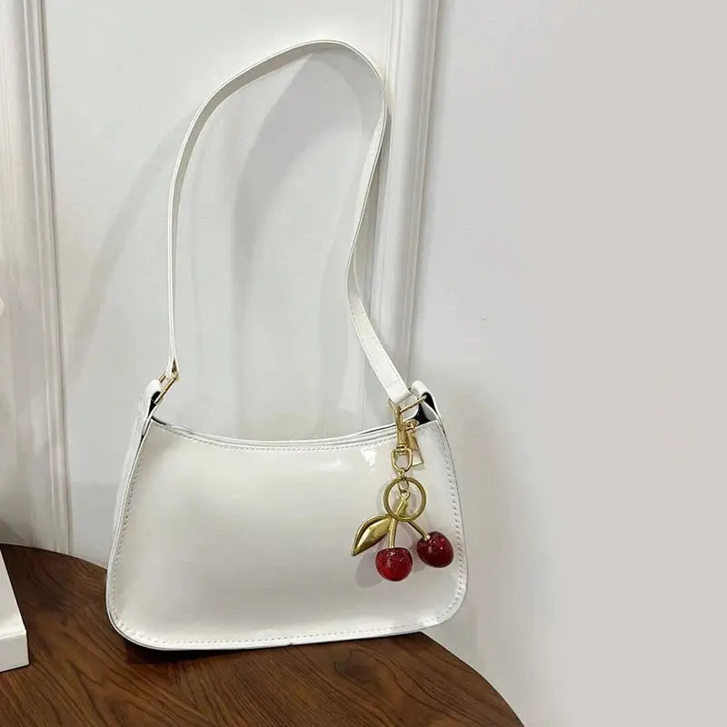 Sac à main en cuir PU pour femmes, polyvalent, mode, couleur unie, pendentif cerise, sac à bandoulière décontracté, sac de transport, sac sous les bras pour filles YOUR DESIRE