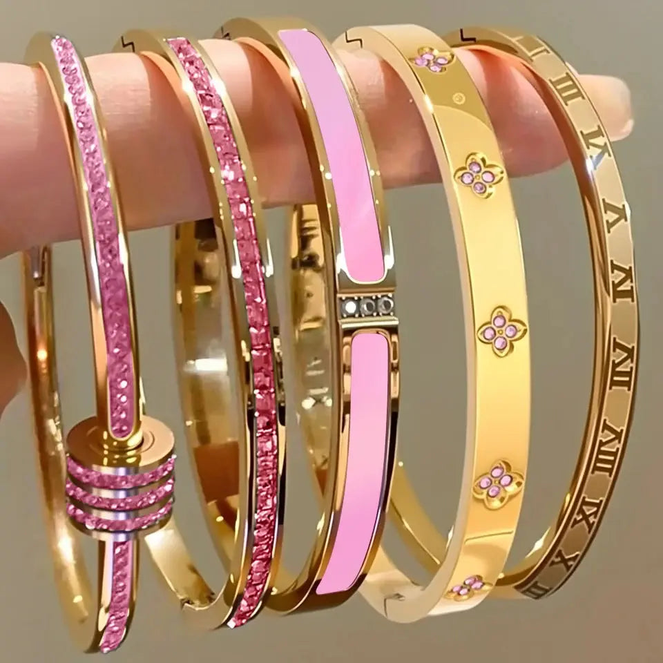 ZAKOL 5/1 pièces ensemble de bracelets en acier inoxydable incrusté de zircone scintillante pour femmes bracelets empilables mode ne se décolore pas bijoux cadeau YOUR DESIRE