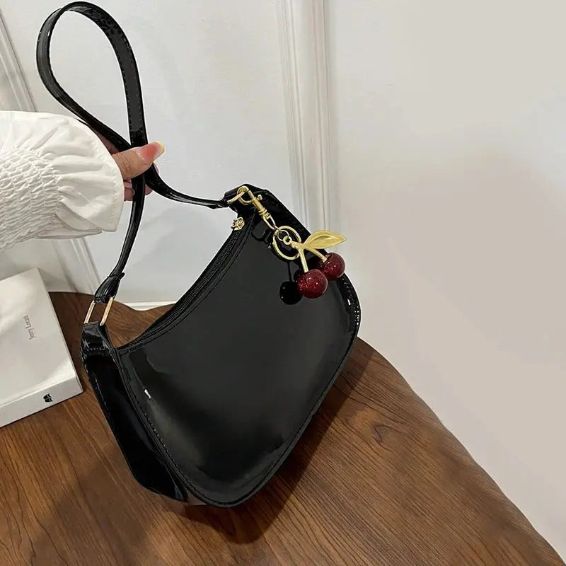 Sac à main en cuir PU pour femmes, polyvalent, mode, couleur unie, pendentif cerise, sac à bandoulière décontracté, sac de transport, sac sous les bras pour filles YOUR DESIRE