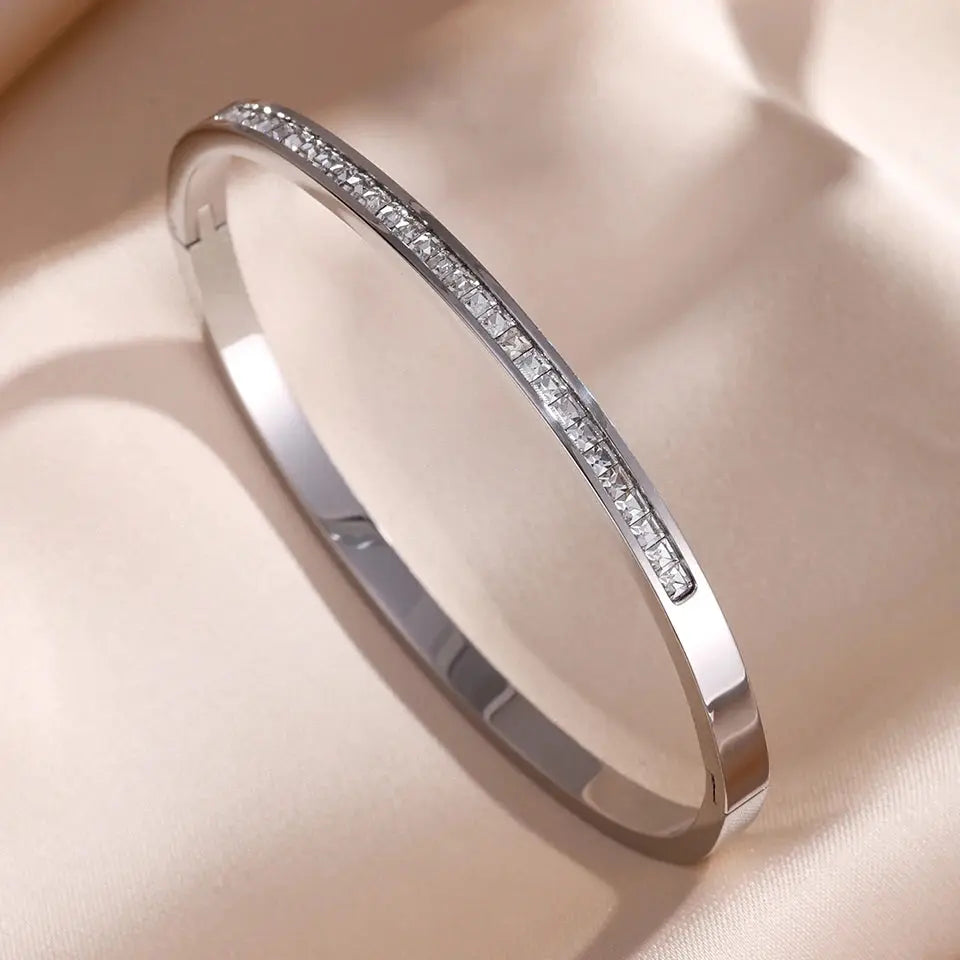 ZAKOL 5/1 pièces ensemble de bracelets en acier inoxydable incrusté de zircone scintillante pour femmes bracelets empilables mode ne se décolore pas bijoux cadeau YOUR DESIRE