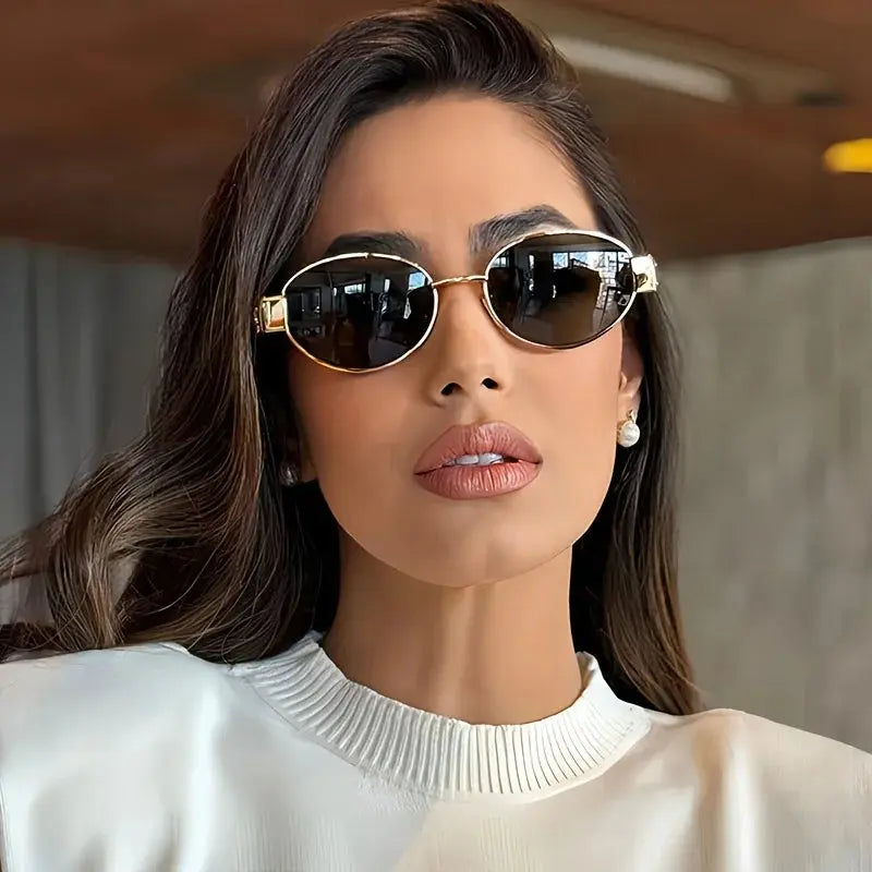 Lunettes de soleil ovales pour femmes et hommes, monture métallique tendance, nuances classiques YOUR DESIRE