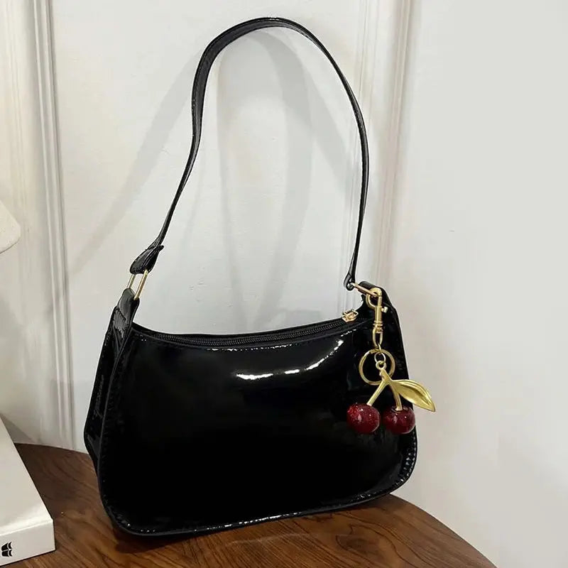 Sac à main en cuir PU pour femmes, polyvalent, mode, couleur unie, pendentif cerise, sac à bandoulière décontracté, sac de transport, sac sous les bras pour filles YOUR DESIRE