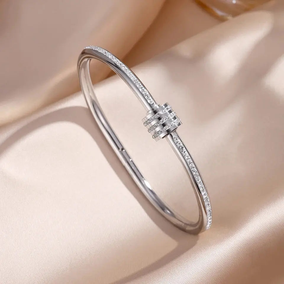 ZAKOL 5/1 pièces ensemble de bracelets en acier inoxydable incrusté de zircone scintillante pour femmes bracelets empilables mode ne se décolore pas bijoux cadeau YOUR DESIRE