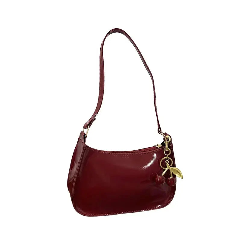 Sac à main en cuir PU pour femmes, polyvalent, mode, couleur unie, pendentif cerise, sac à bandoulière décontracté, sac de transport, sac sous les bras pour filles YOUR DESIRE