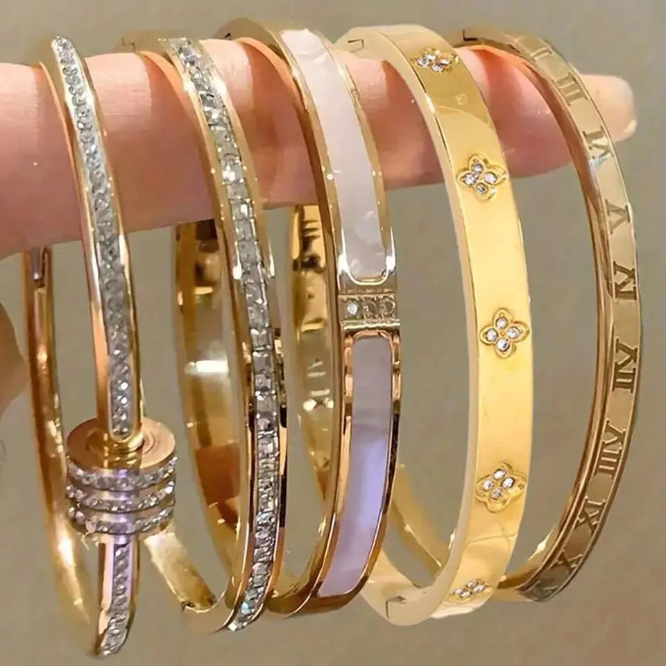 ZAKOL 5/1 pièces ensemble de bracelets en acier inoxydable incrusté de zircone scintillante pour femmes bracelets empilables mode ne se décolore pas bijoux cadeau YOUR DESIRE