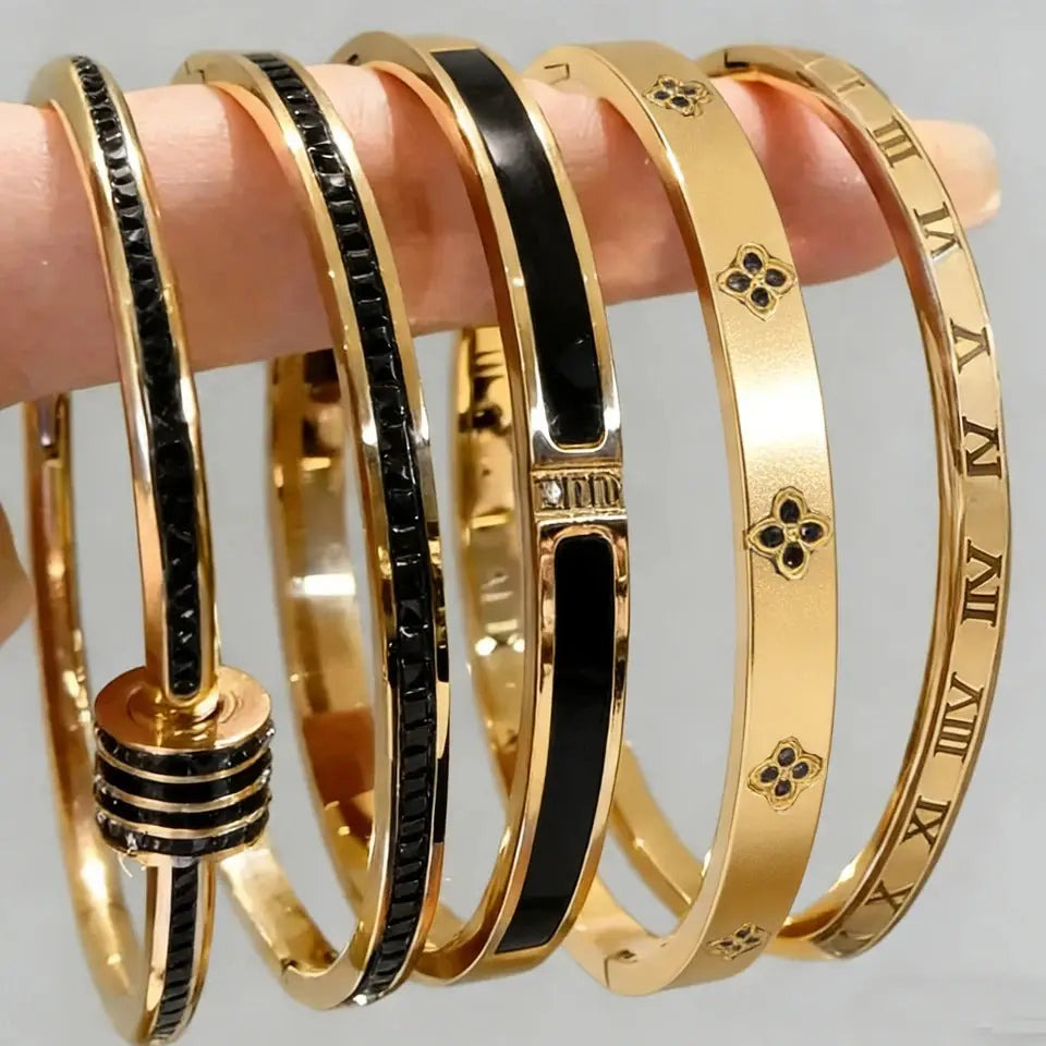ZAKOL 5/1 pièces ensemble de bracelets en acier inoxydable incrusté de zircone scintillante pour femmes bracelets empilables mode ne se décolore pas bijoux cadeau YOUR DESIRE