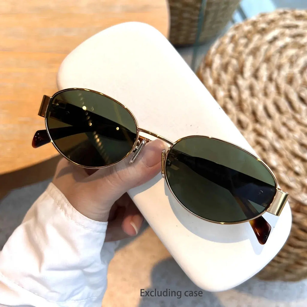 Lunettes de soleil ovales pour femmes et hommes, monture métallique tendance, nuances classiques YOUR DESIRE