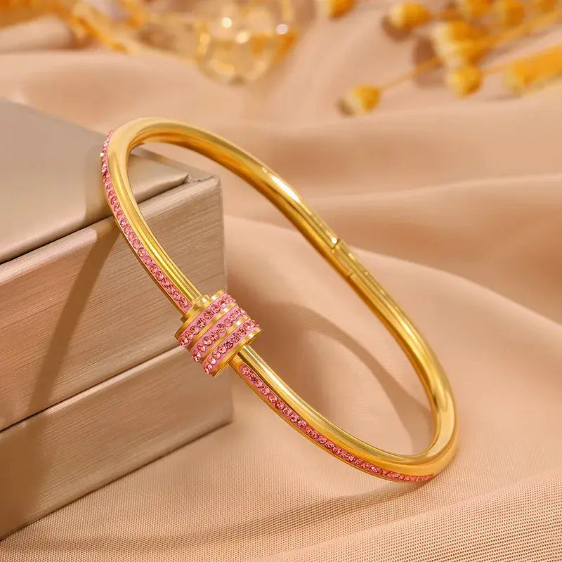 ZAKOL 5/1 pièces ensemble de bracelets en acier inoxydable incrusté de zircone scintillante pour femmes bracelets empilables mode ne se décolore pas bijoux cadeau YOUR DESIRE