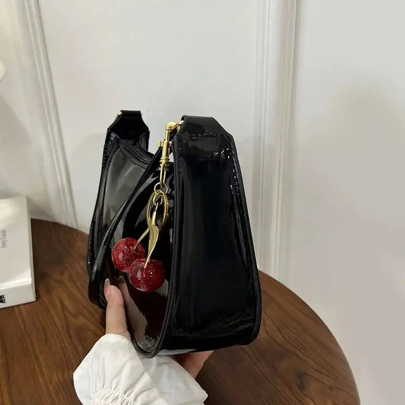 Sac à main en cuir PU pour femmes, polyvalent, mode, couleur unie, pendentif cerise, sac à bandoulière décontracté, sac de transport, sac sous les bras pour filles YOUR DESIRE