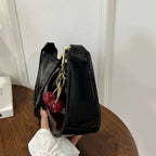 Sac à main en cuir PU pour femmes, polyvalent, mode, couleur unie, pendentif cerise, sac à bandoulière décontracté, sac de transport, sac sous les bras pour filles YOUR DESIRE