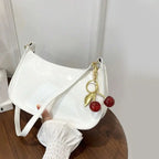 Sac à main en cuir PU pour femmes, polyvalent, mode, couleur unie, pendentif cerise, sac à bandoulière décontracté, sac de transport, sac sous les bras pour filles YOUR DESIRE