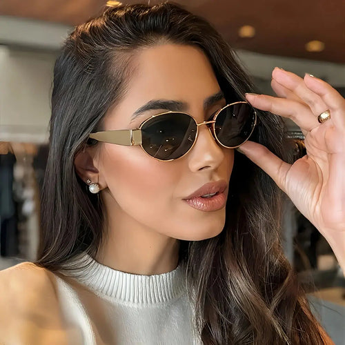 Lunettes de soleil ovales pour femmes et hommes, monture métallique tendance, nuances classiques YOUR DESIRE