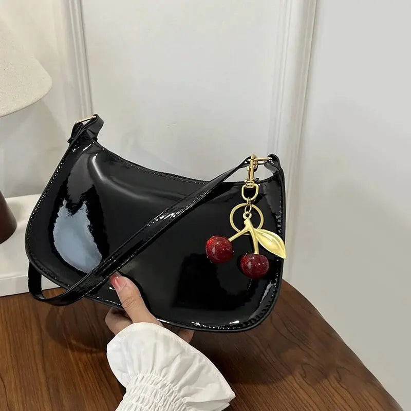 Sac à main en cuir PU pour femmes, polyvalent, mode, couleur unie, pendentif cerise, sac à bandoulière décontracté, sac de transport, sac sous les bras pour filles YOUR DESIRE